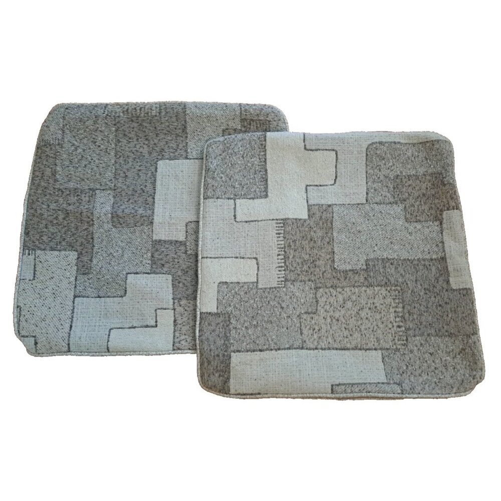Geometric Textured Euro Pillow Sham Covers Beige Puzzle Contemporary Zip 23x23